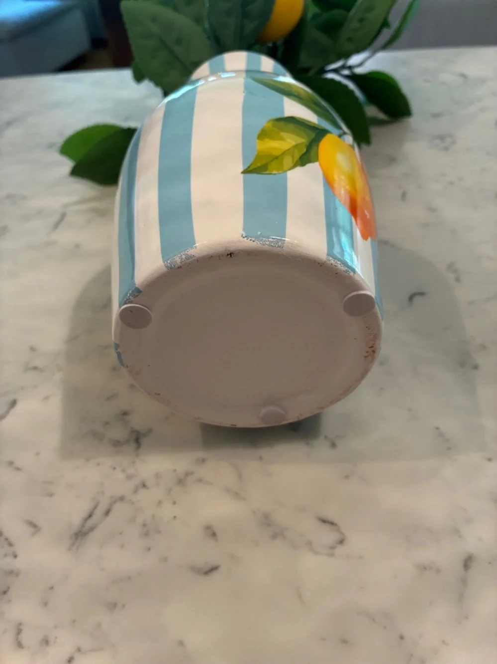 🍋 MacKenzie-Childs Inspired Coastal Lemon Vase w/ Faux Citrus Arrangement 🍋
